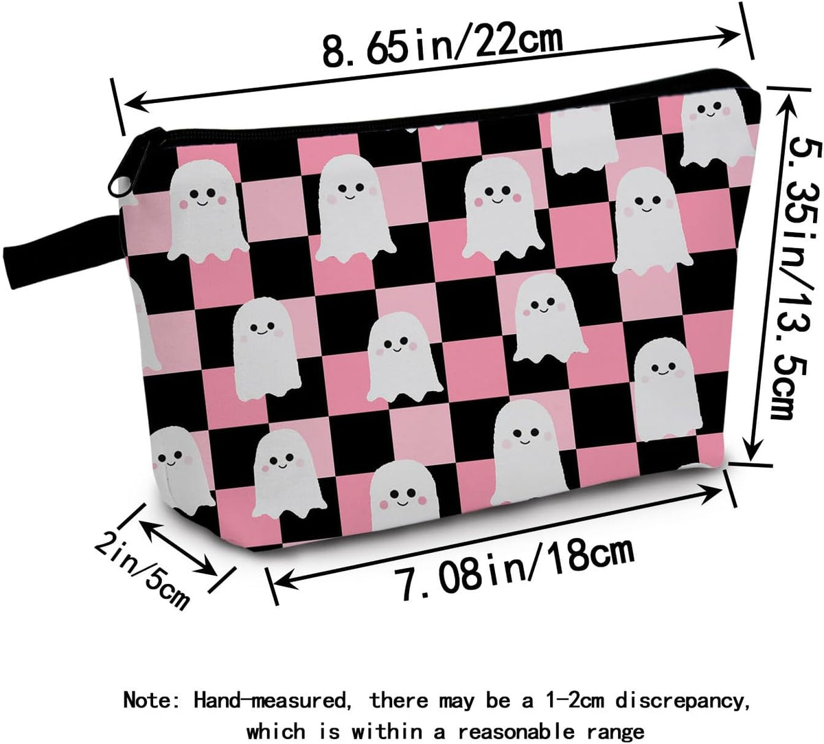 Halloween Ghost Checkerboard Makeup Bag Ghost Print Gift