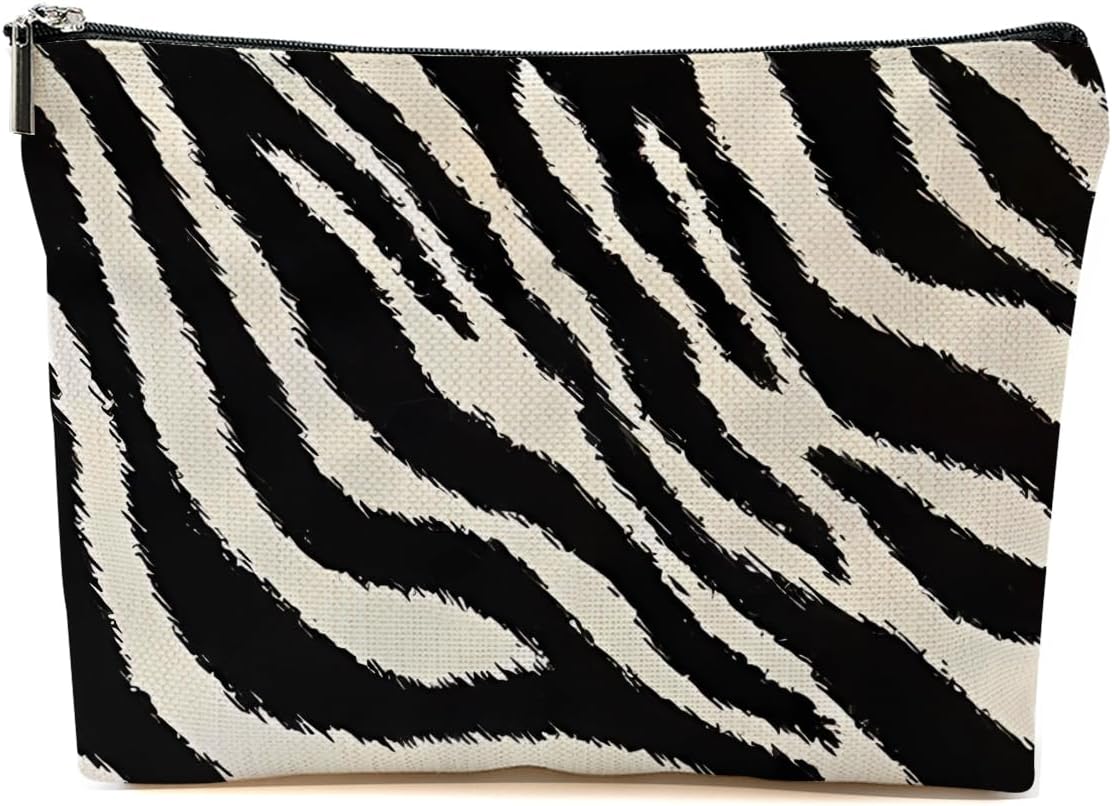 Zebra Print Makeup Bag, Black White Cosmetic Bags, Zebra Print Gifts