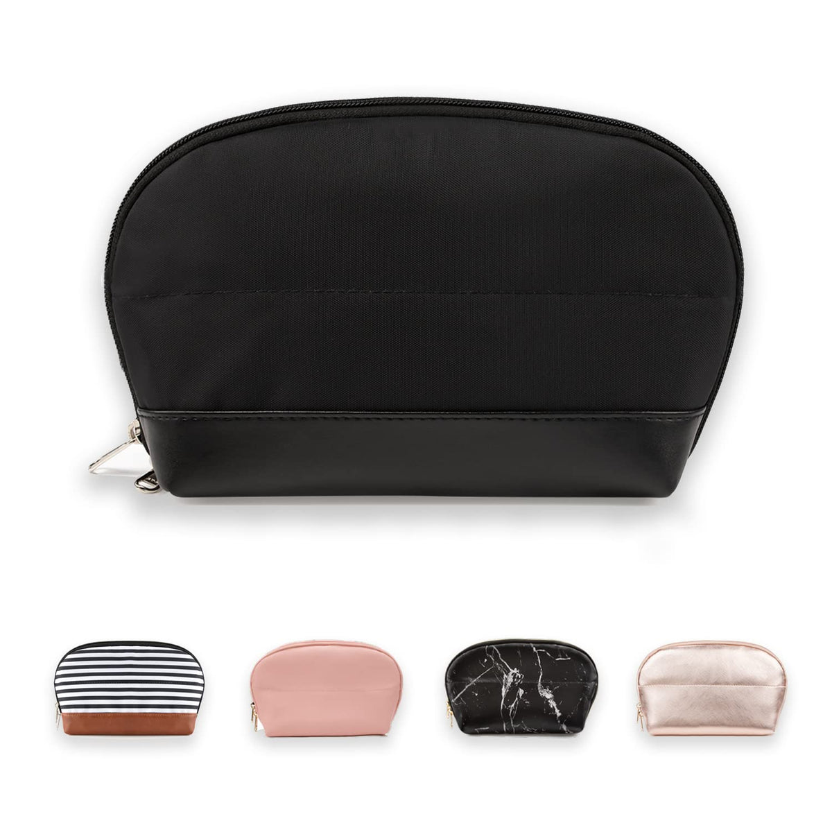 Small Makeup Bag 2 Layers Travel Cosmetic Bag with Makeup Brush Compartment