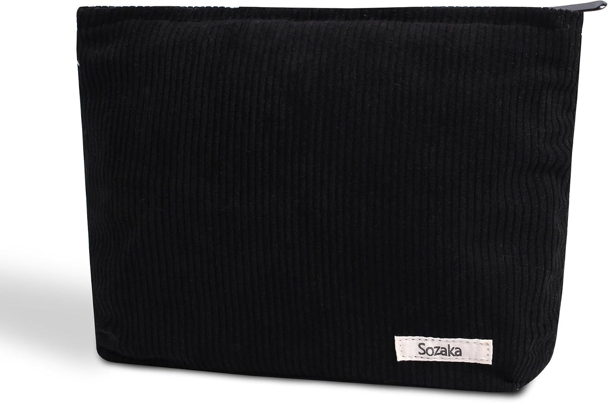 Cosmetic Bags for Women - Corduroy Cosmetic Bag Aesthetic Women Handbags Purses Smile Dots Makeup Organizer Storage Makeup Bag Girls Case Bags (A-Beige)