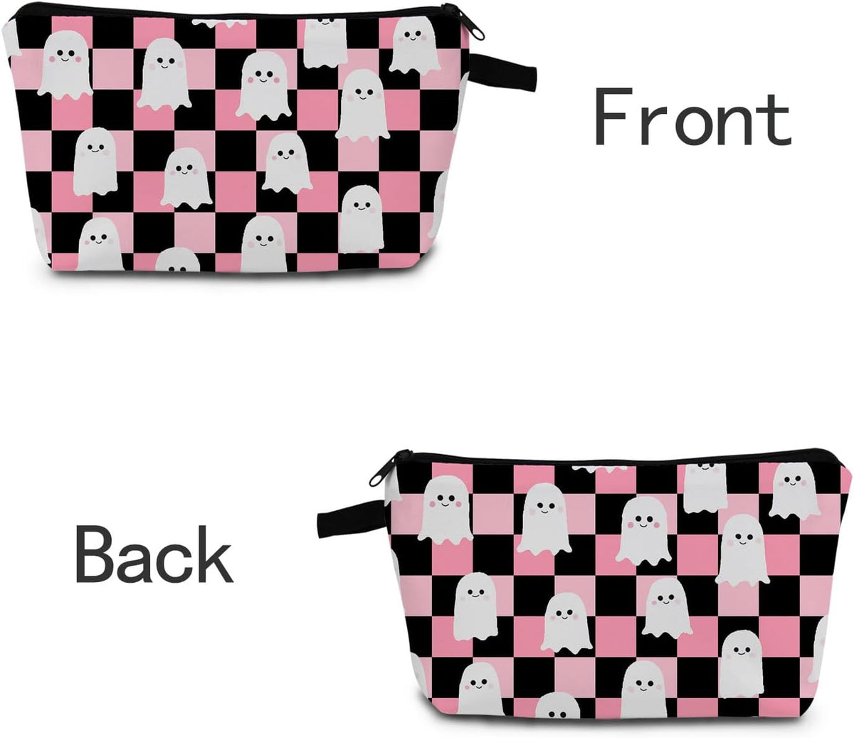 Halloween Ghost Checkerboard Makeup Bag Ghost Print Gift