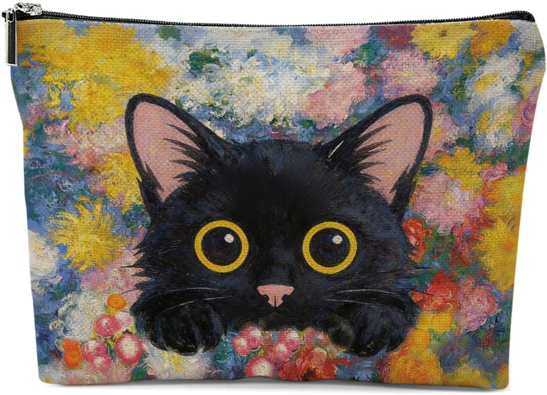 Funny Cat Makeup Bag, Cute Cat Cosmetic Bags Portable Travel Toiletry