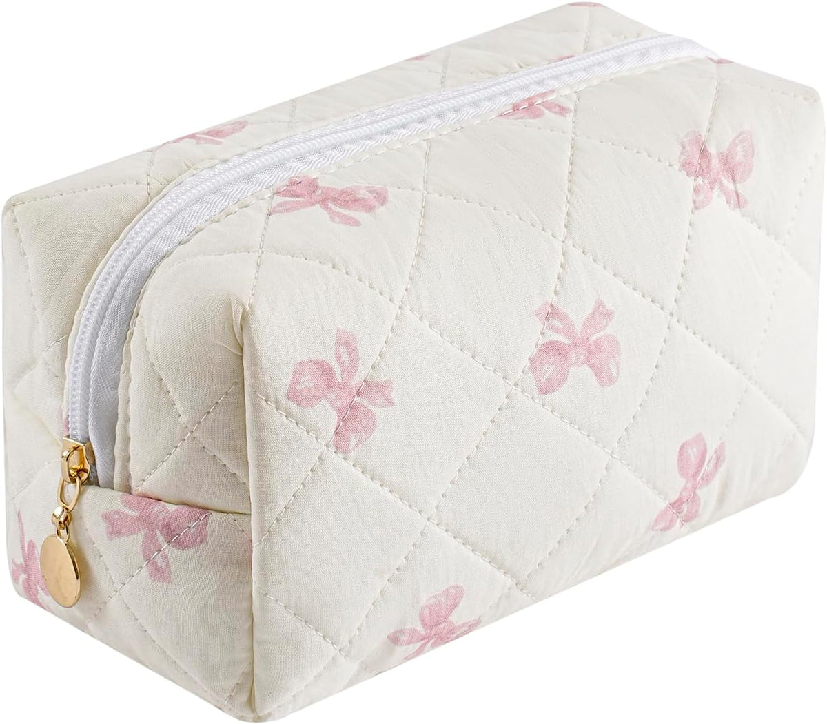Makeup Bag Travel Cosmetic Bag for Women Girls, Zipper Make Up Pouch, Floral Flowers Toiletry Organizer Makeup, Portable Storage Cosmetic Travel Cloth Bag (Pink)