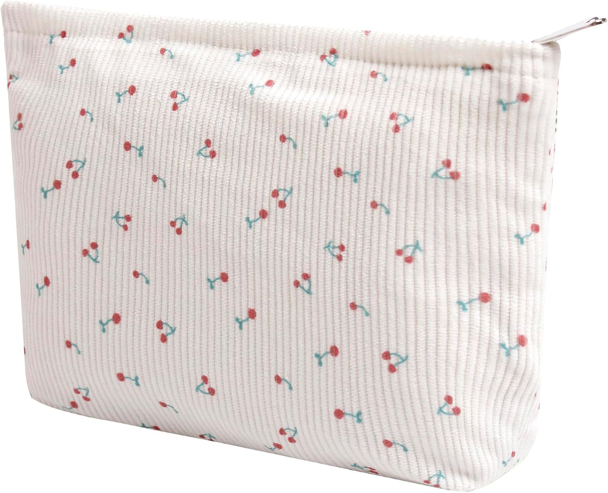Cosmetic Bags for Women - Corduroy Cosmetic Bag Aesthetic Women Handbags Purses Smile Dots Makeup Organizer Storage Makeup Bag Girls Case Bags (A-Beige)