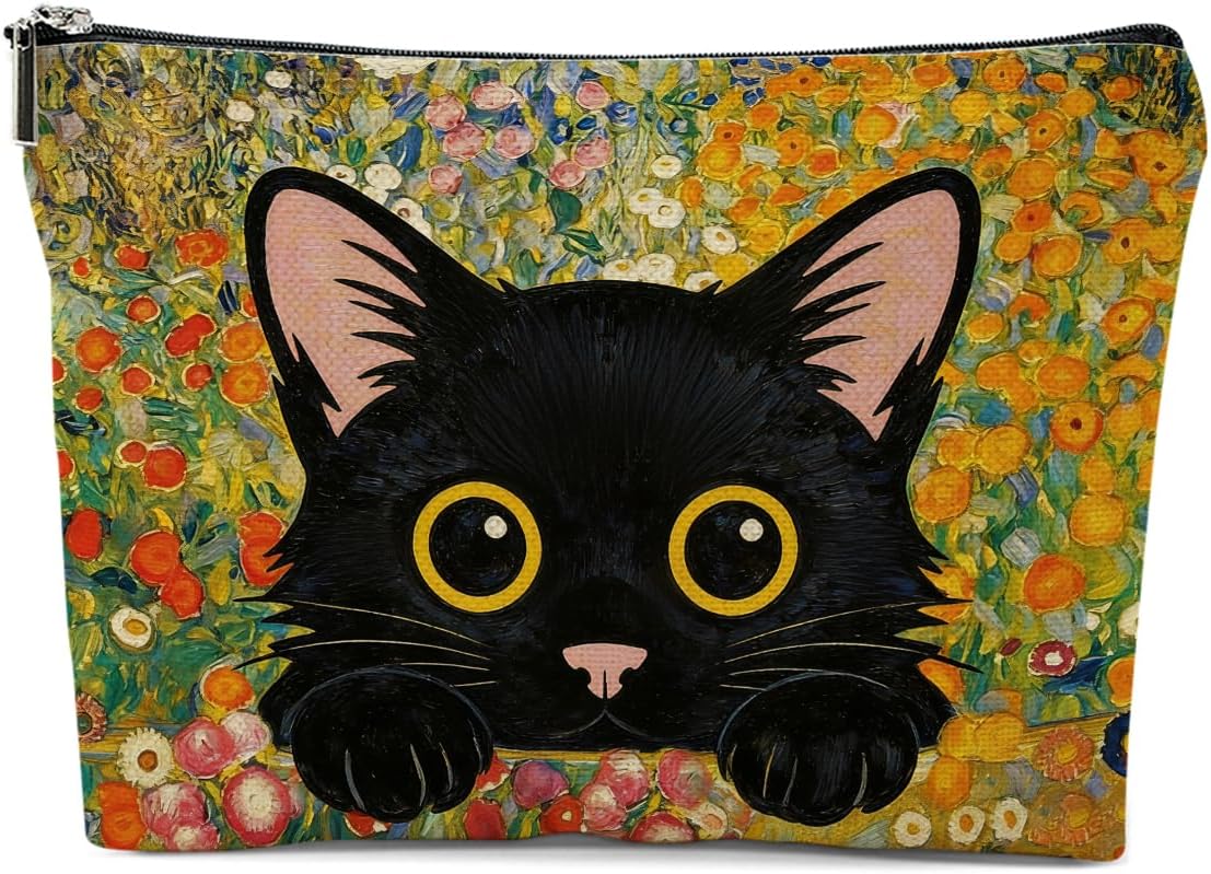 Funny Cat Makeup Bag, Cute Cat Cosmetic Bags Portable Travel Toiletry