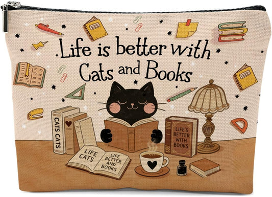 Funny Cat Makeup Bag, Cute Cat Cosmetic Bags Portable Travel Toiletry