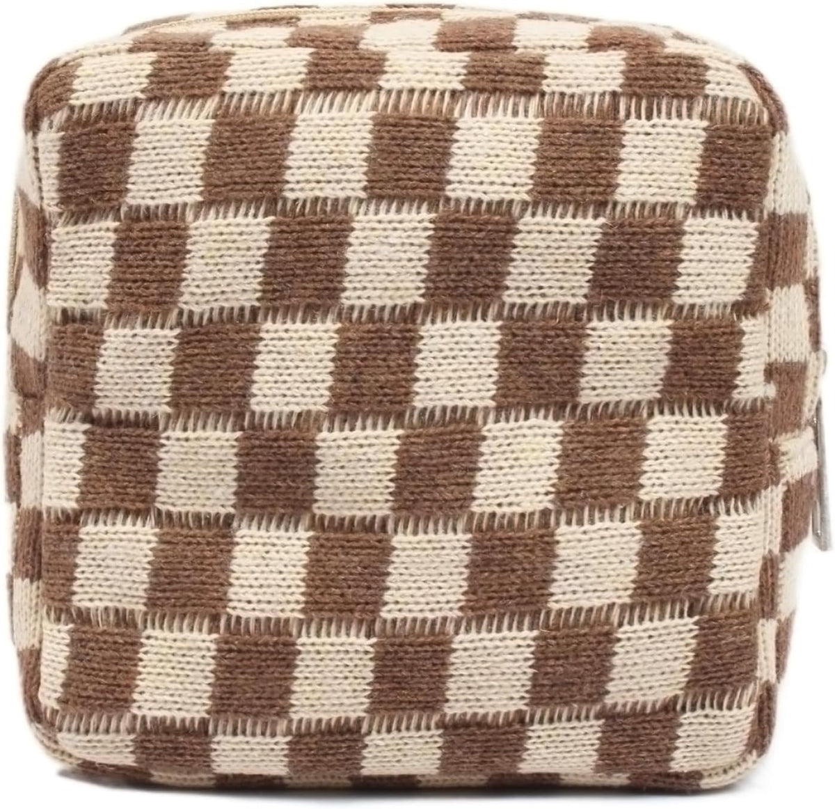 Small Pink Makeup Bag for Purse, Mini Checkered Cosmetic Bag Zipper Cute Make Up Pouch Travel Toiletry Case Quilted Aesthetic Accessories Makeup Storage Bag Organizer for Women Girls