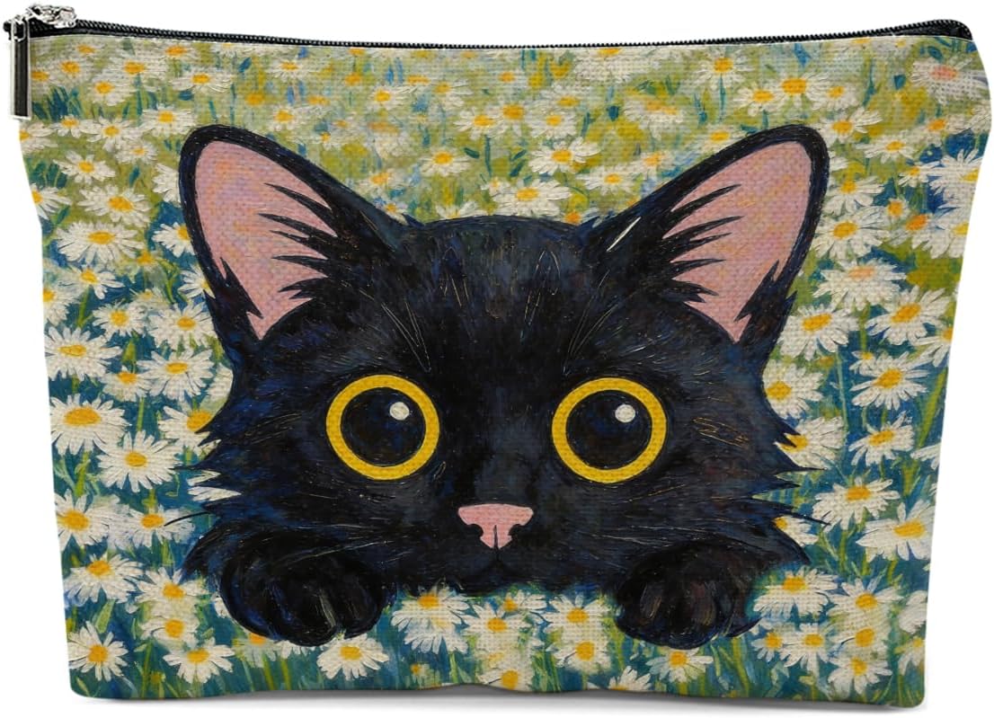 Funny Cat Makeup Bag, Cute Cat Cosmetic Bags Portable Travel Toiletry