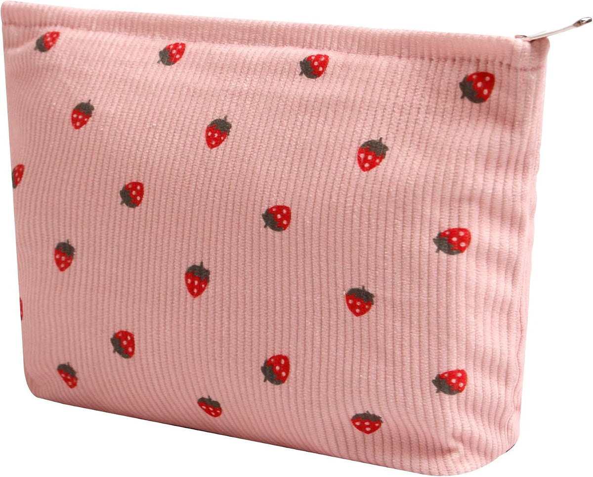 Cosmetic Bags for Women - Corduroy Cosmetic Bag Aesthetic Women Handbags Purses Smile Dots Makeup Organizer Storage Makeup Bag Girls Case Bags (A-Beige)