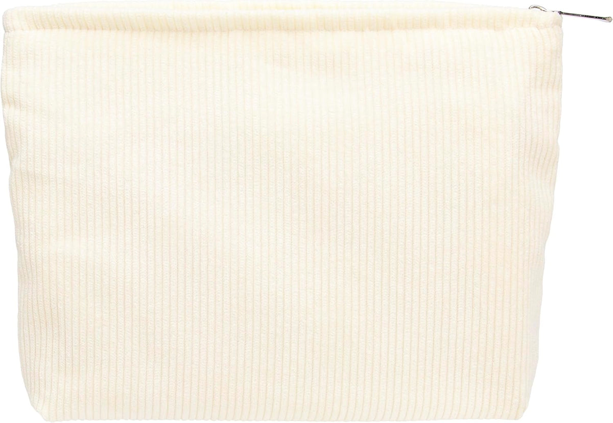 Flat Makeup Bag for Women,Zipper Cosmetic Pouch,Vintage Stripe Navy Blue