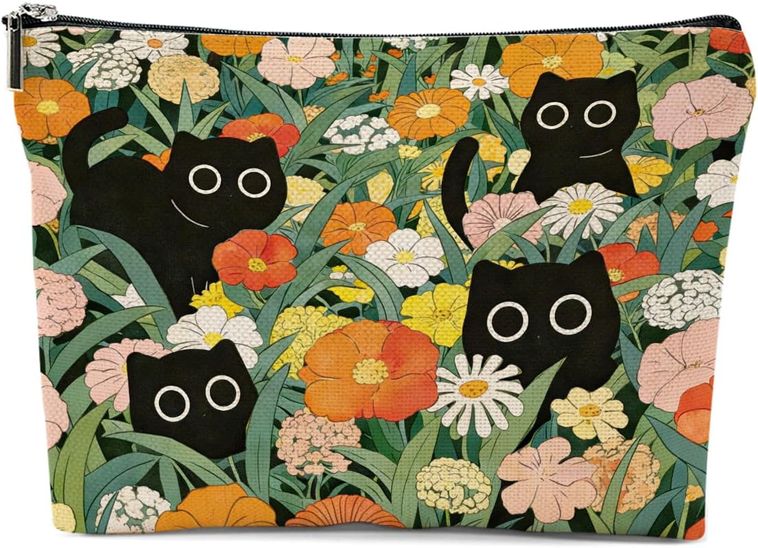 Funny Cat Makeup Bag, Cute Cat Cosmetic Bags Portable Travel Toiletry