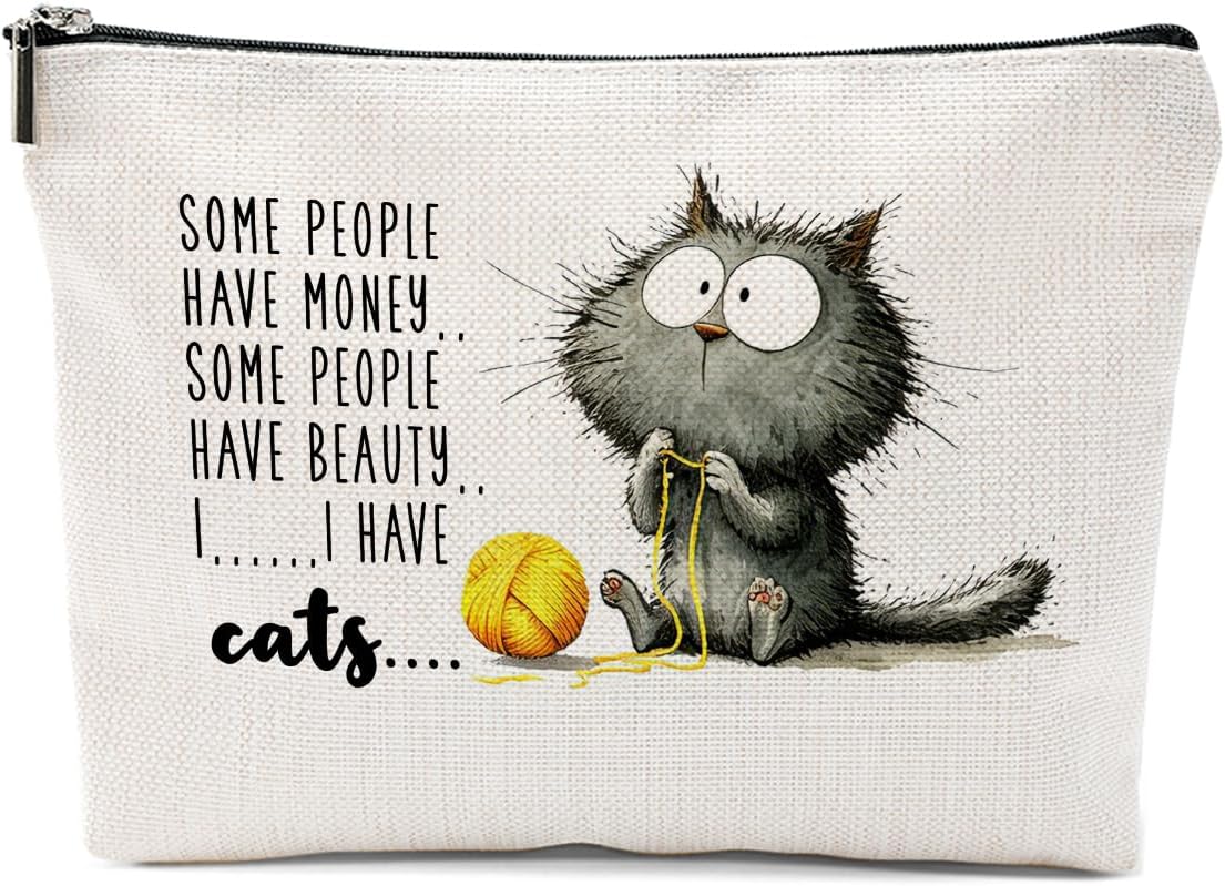 Funny Cat Makeup Bag, Cute Cat Cosmetic Bags Portable Travel Toiletry