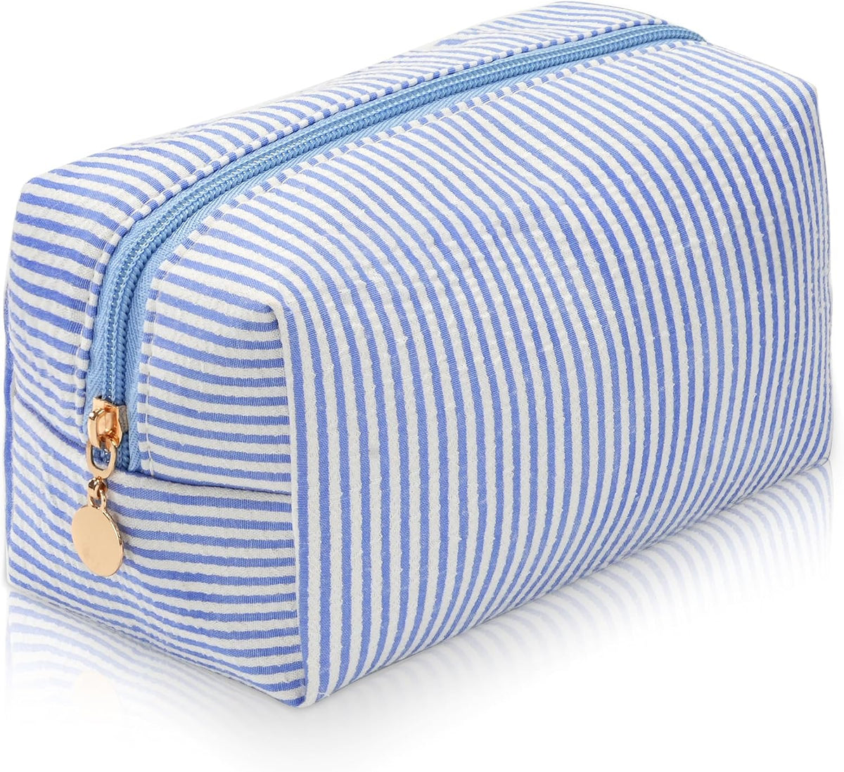Makeup Bag Travel Toiletry Bag for Women, Small Cosmetic Bags Cute Quilted Cotton Makeup Pouch for Purse Emergency Bag Pencil Case Accessory Bag, Pastel Pink