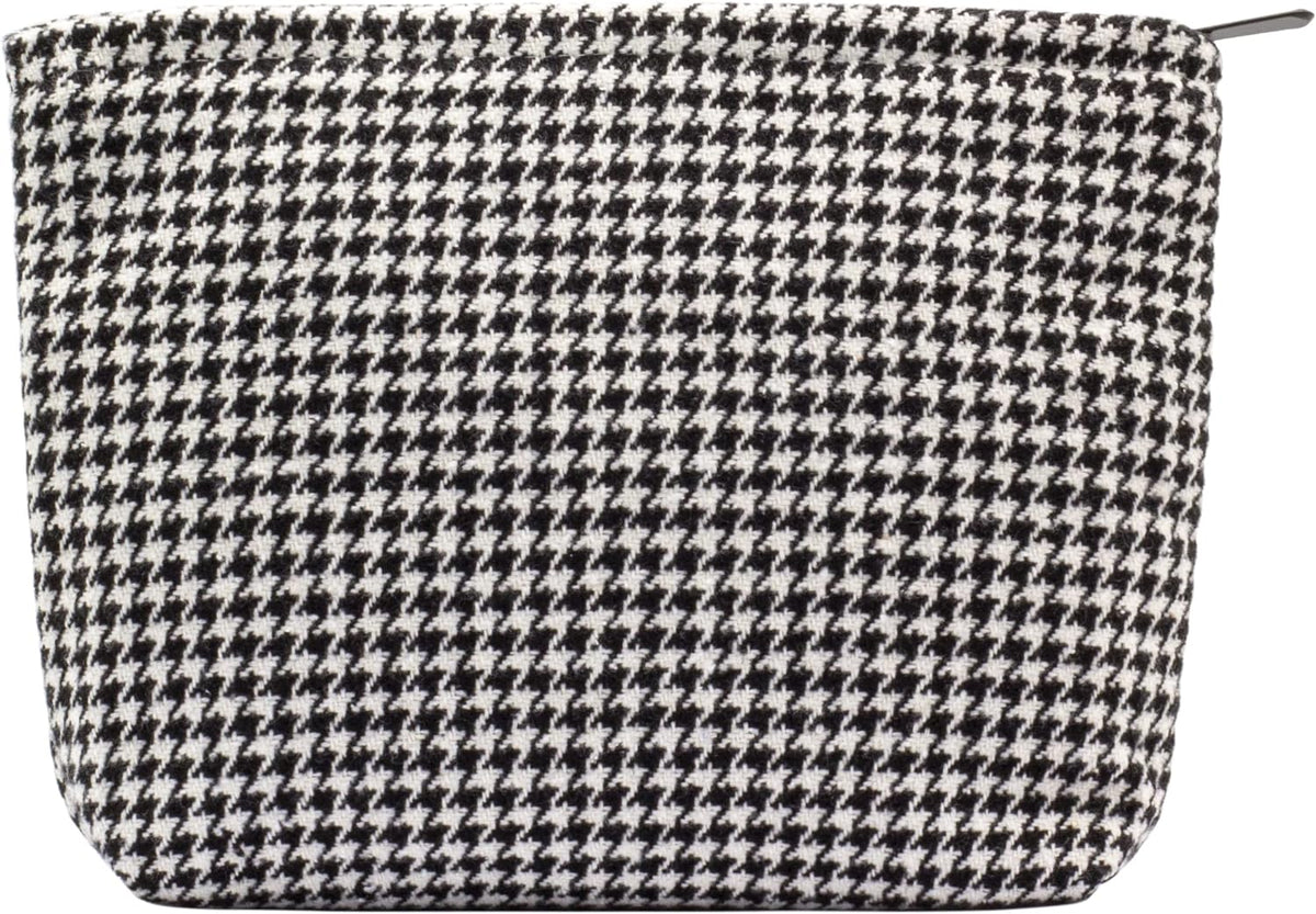 Flat Makeup Bag for Women,Zipper Cosmetic Pouch,Vintage Stripe Navy Blue