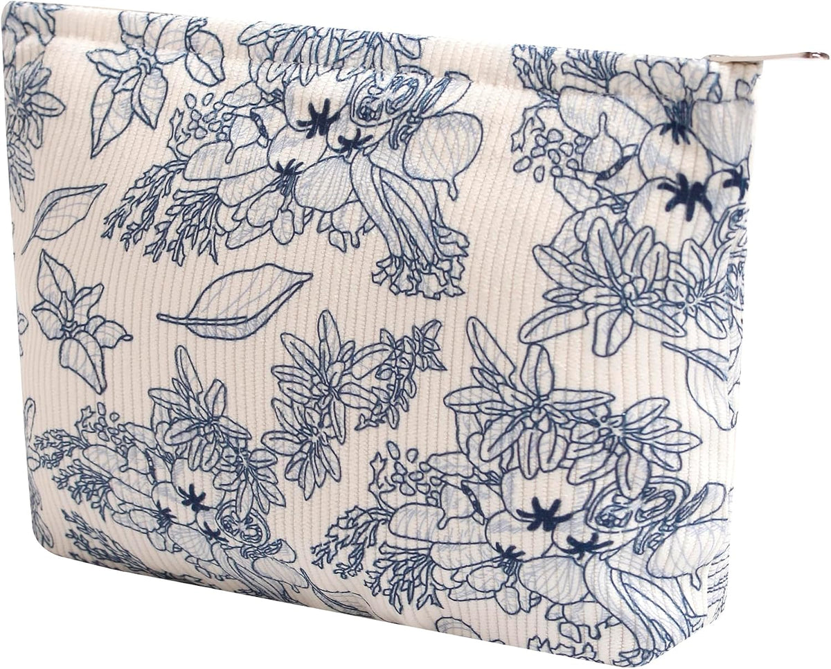 Cosmetic Bags for Women - Corduroy Cosmetic Bag Aesthetic Women Handbags Purses Smile Dots Makeup Organizer Storage Makeup Bag Girls Case Bags (A-Beige)