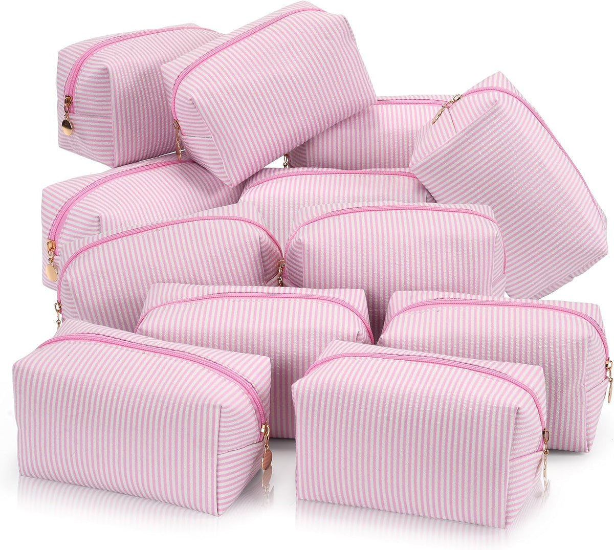 Makeup Bag Travel Toiletry Bag for Women, Small Cosmetic Bags Cute Quilted Cotton Makeup Pouch for Purse Emergency Bag Pencil Case Accessory Bag, Pastel Pink
