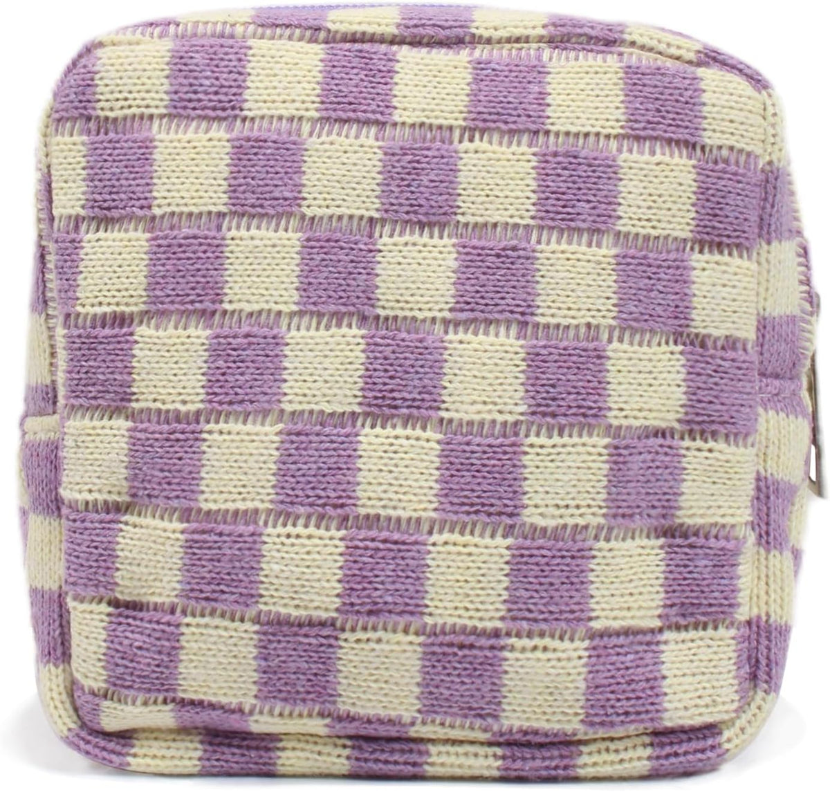 Small Pink Makeup Bag for Purse, Mini Checkered Cosmetic Bag Zipper Cute Make Up Pouch Travel Toiletry Case Quilted Aesthetic Accessories Makeup Storage Bag Organizer for Women Girls