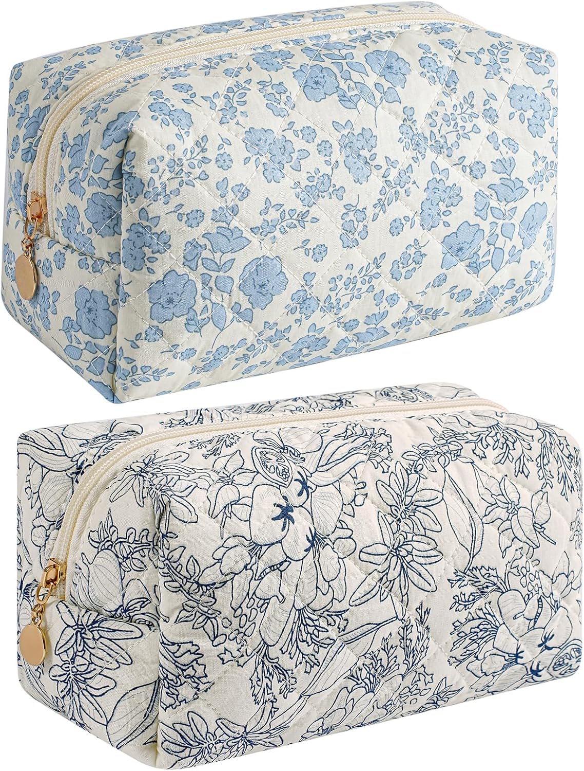 Makeup Bag Travel Cosmetic Bag for Women Girls, Zipper Make Up Pouch, Floral Flowers Toiletry Organizer Makeup, Portable Storage Cosmetic Travel Cloth Bag (Pink)
