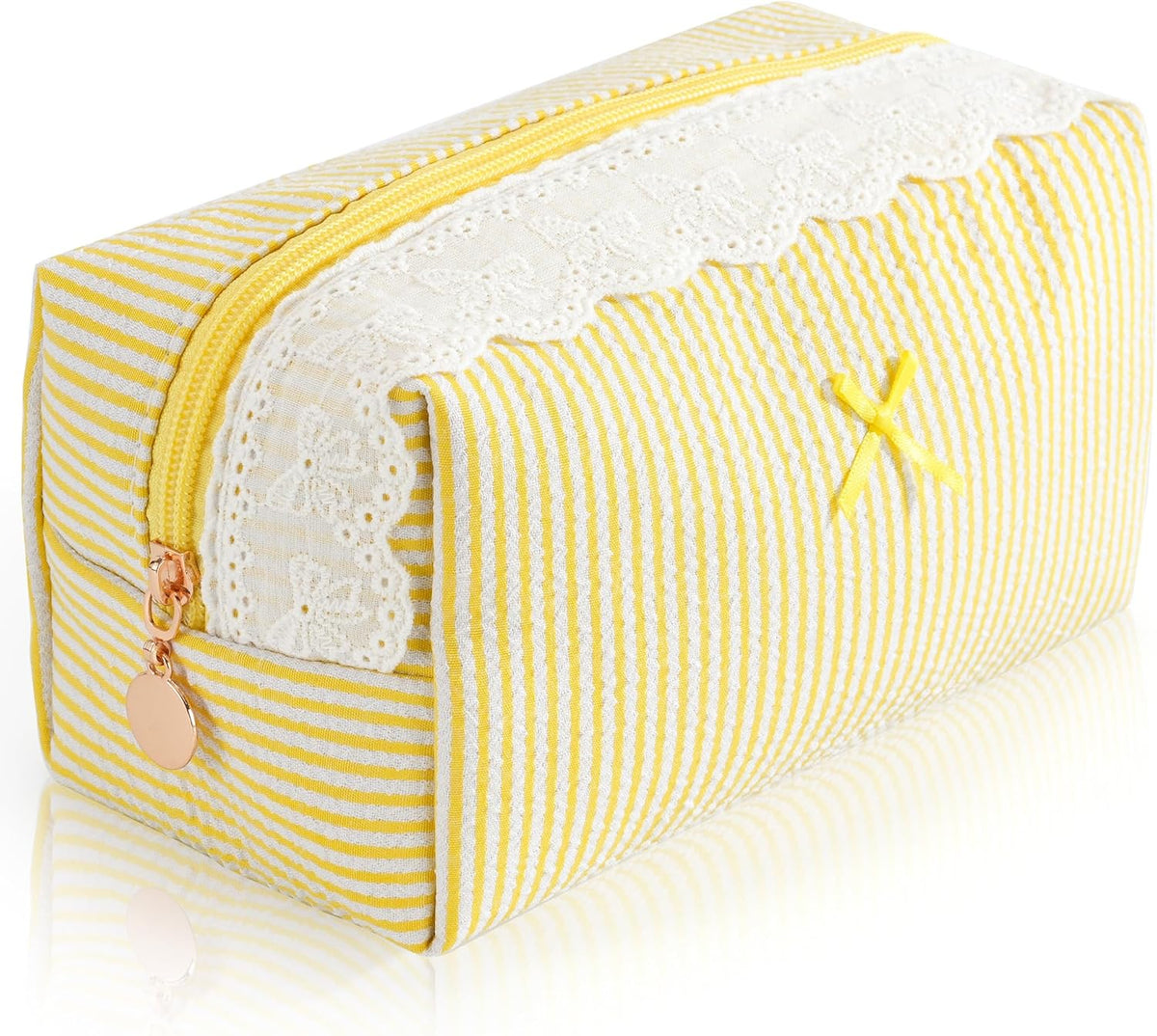 Makeup Bag Travel Toiletry Bag for Women, Small Cosmetic Bags Cute Quilted Cotton Makeup Pouch for Purse Emergency Bag Pencil Case Accessory Bag, Pastel Pink