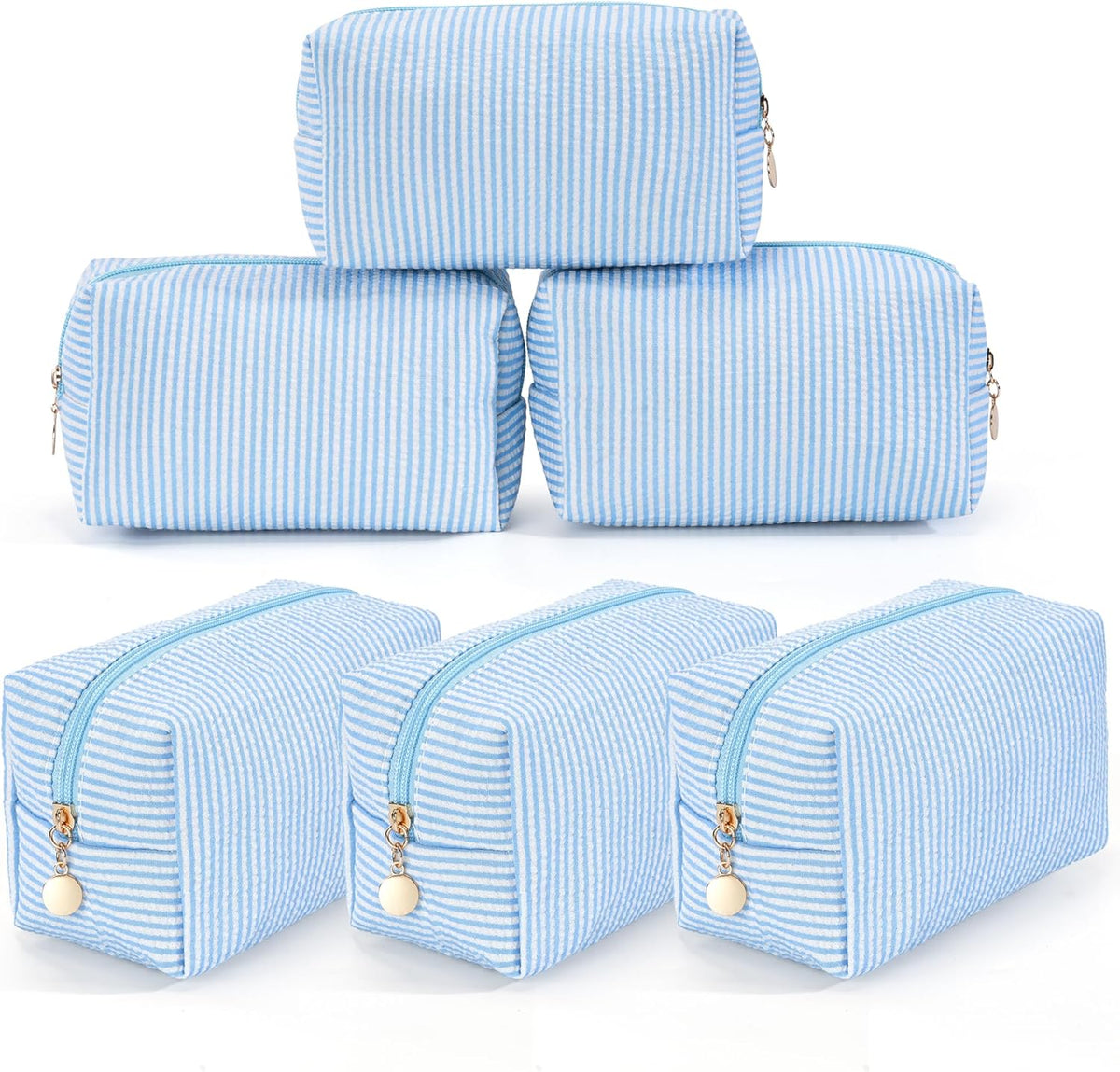 Makeup Bag Travel Toiletry Bag for Women, Small Cosmetic Bags Cute Quilted Cotton Makeup Pouch for Purse Emergency Bag Pencil Case Accessory Bag, Pastel Pink