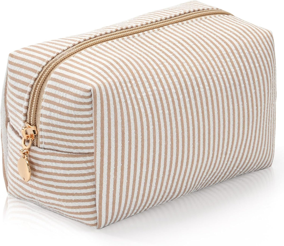 Makeup Bag Travel Toiletry Bag for Women, Small Cosmetic Bags Cute Quilted Cotton Makeup Pouch for Purse Emergency Bag Pencil Case Accessory Bag, Pastel Pink