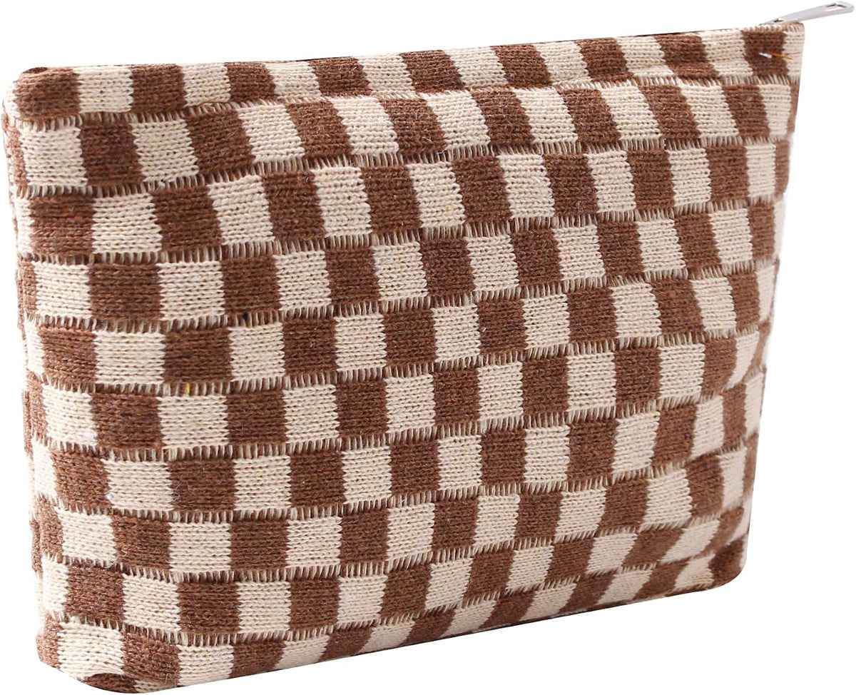 Cosmetic Bags for Women - Corduroy Cosmetic Bag Aesthetic Women Handbags Purses Smile Dots Makeup Organizer Storage Makeup Bag Girls Case Bags (A-Beige)