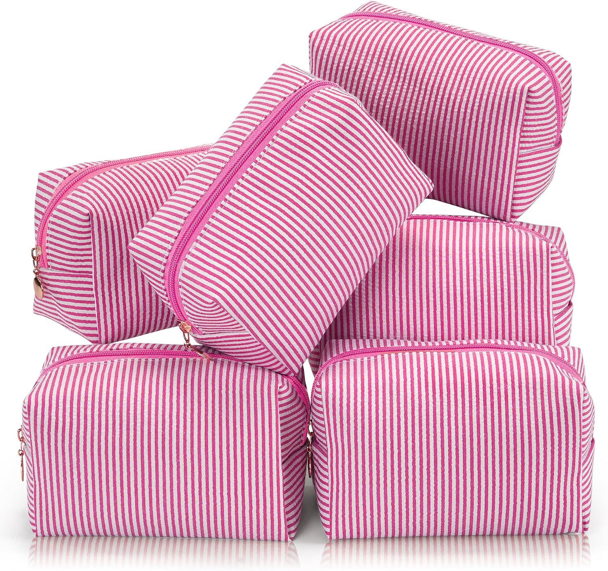 Makeup Bag Travel Toiletry Bag for Women, Small Cosmetic Bags Cute Quilted Cotton Makeup Pouch for Purse Emergency Bag Pencil Case Accessory Bag, Pastel Pink