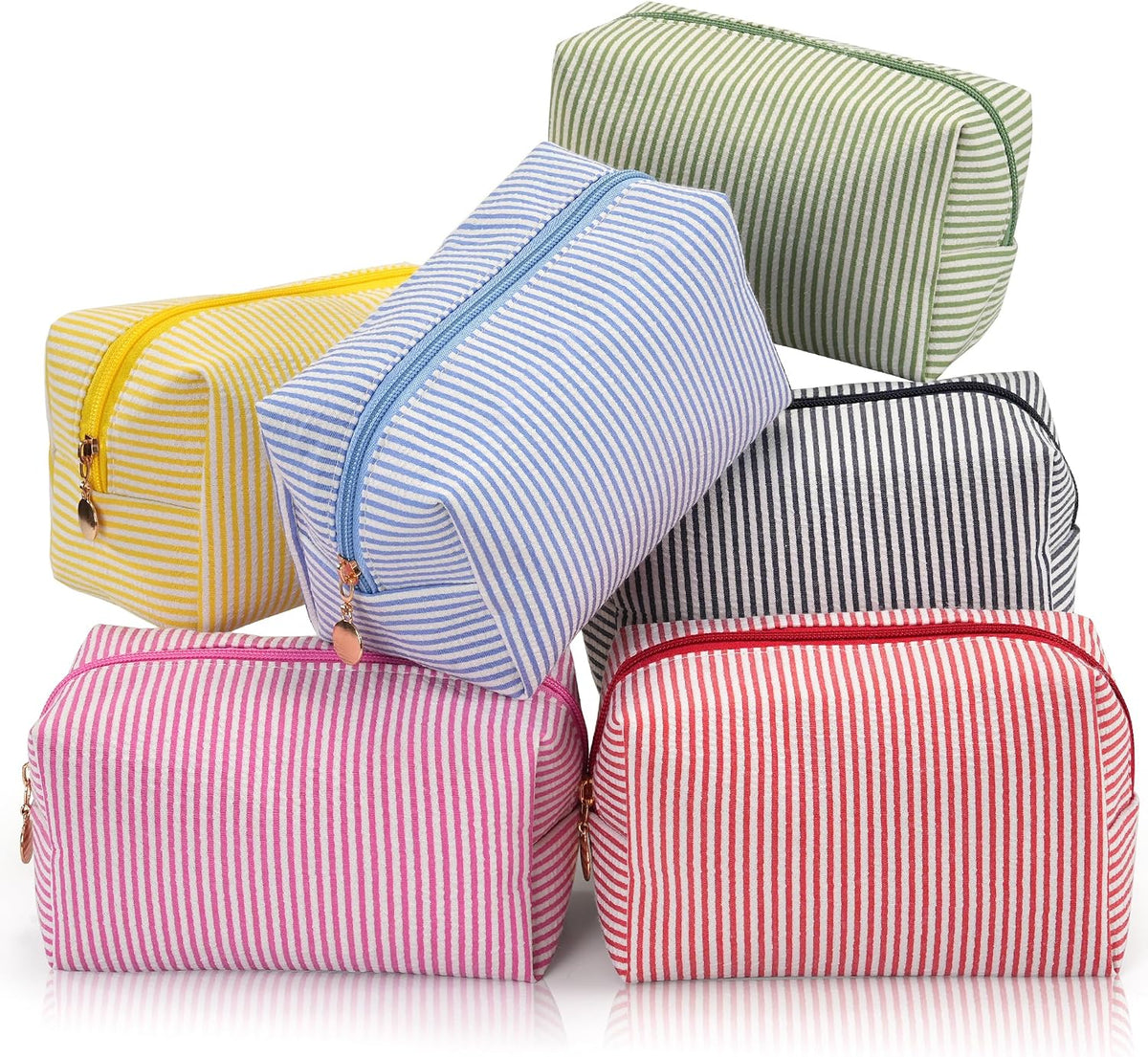 Makeup Bag Travel Toiletry Bag for Women, Small Cosmetic Bags Cute Quilted Cotton Makeup Pouch for Purse Emergency Bag Pencil Case Accessory Bag, Pastel Pink