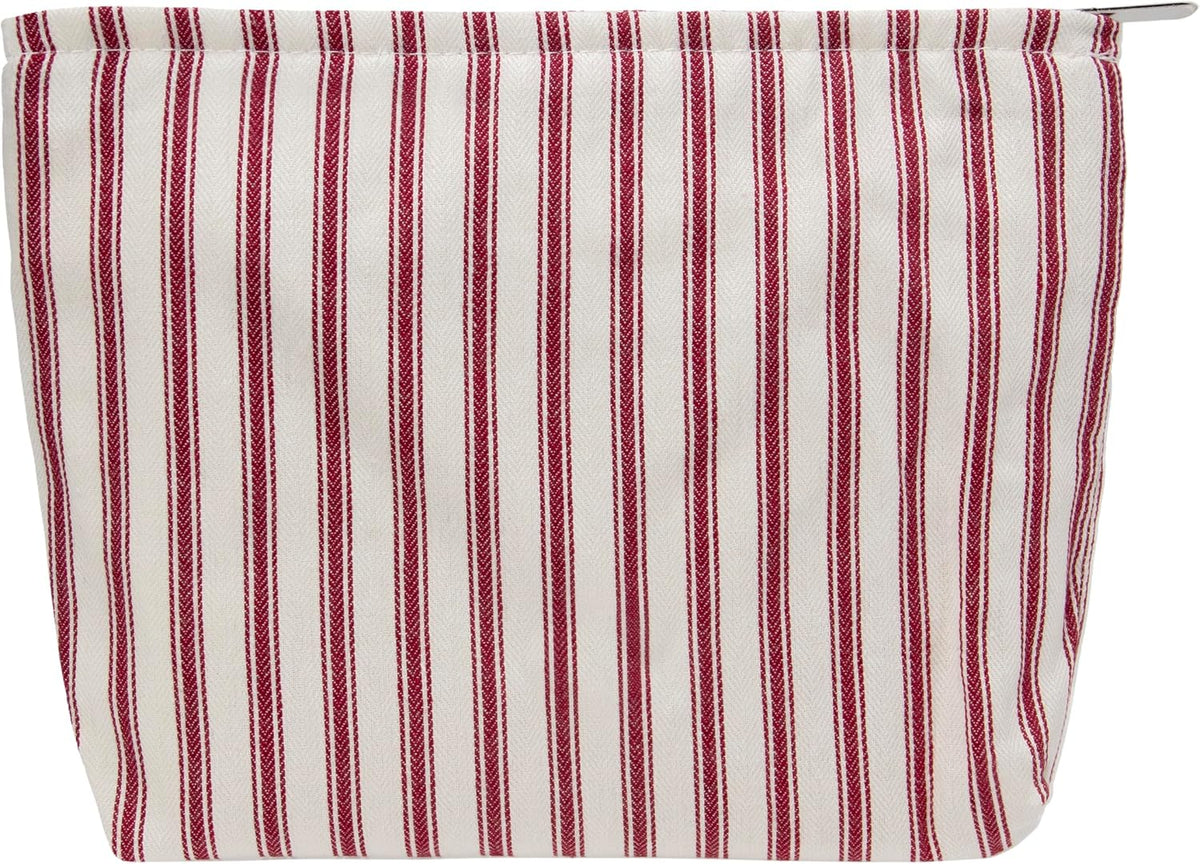 Flat Makeup Bag for Women,Zipper Cosmetic Pouch,Vintage Stripe Navy Blue