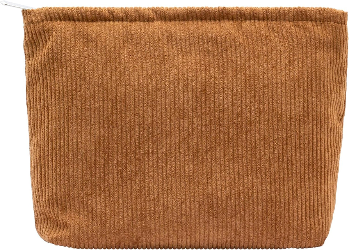 Flat Makeup Bag for Women,Zipper Cosmetic Pouch,Vintage Stripe Navy Blue