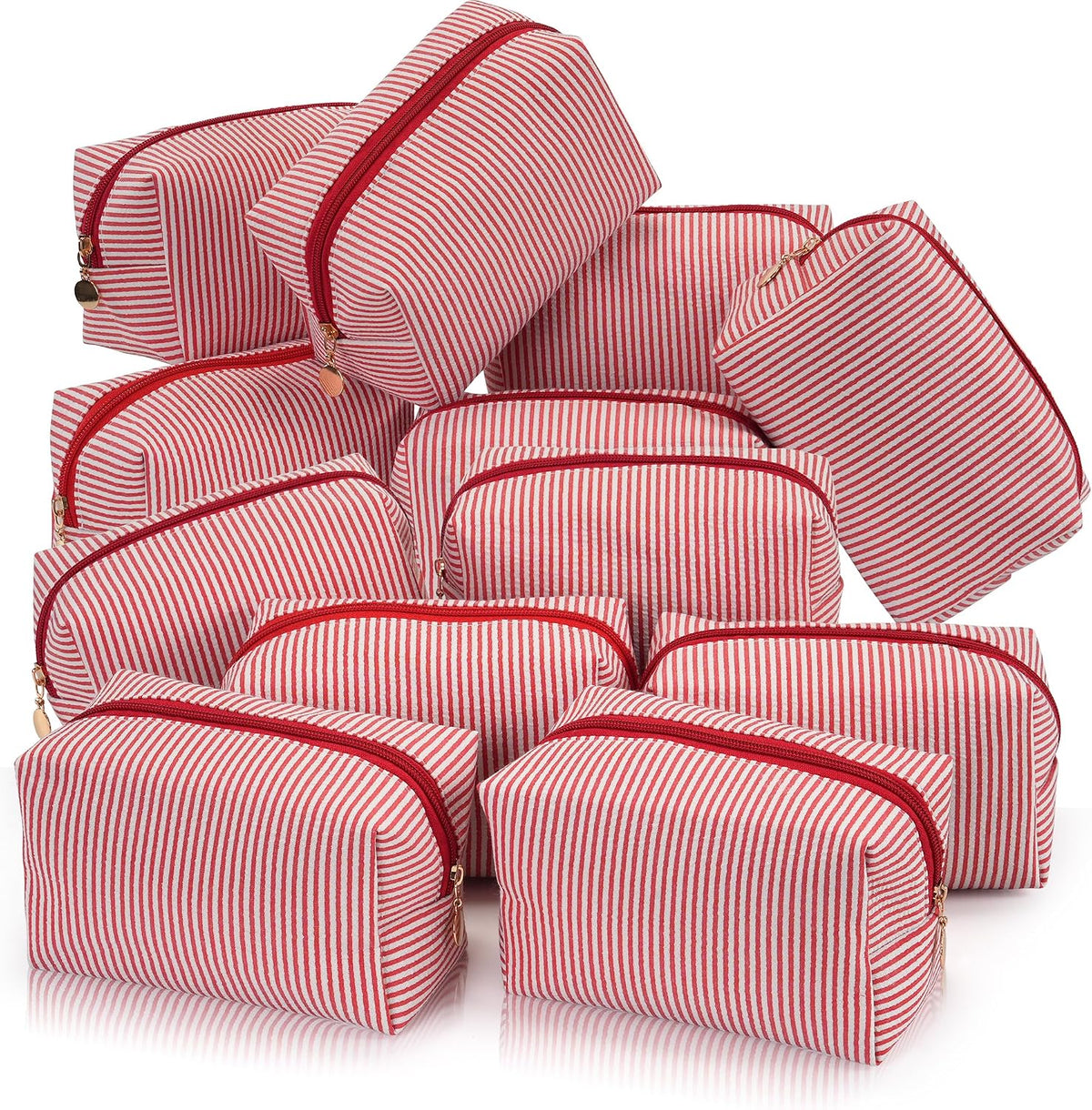 Makeup Bag Travel Toiletry Bag for Women, Small Cosmetic Bags Cute Quilted Cotton Makeup Pouch for Purse Emergency Bag Pencil Case Accessory Bag, Pastel Pink