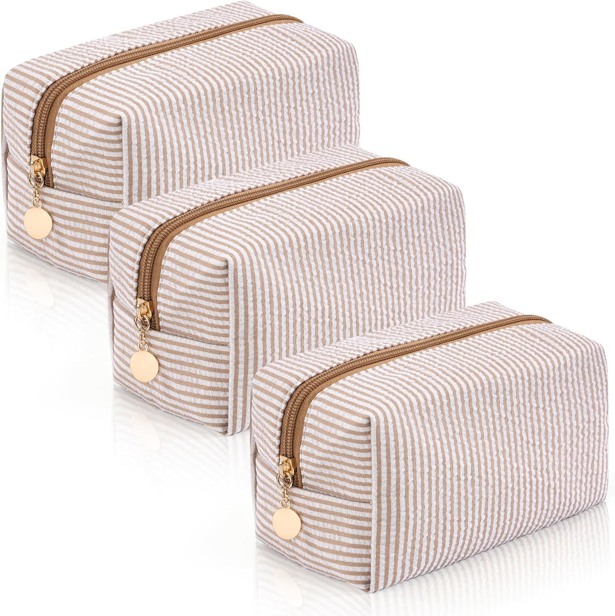 Makeup Bag Travel Toiletry Bag for Women, Small Cosmetic Bags Cute Quilted Cotton Makeup Pouch for Purse Emergency Bag Pencil Case Accessory Bag, Pastel Pink