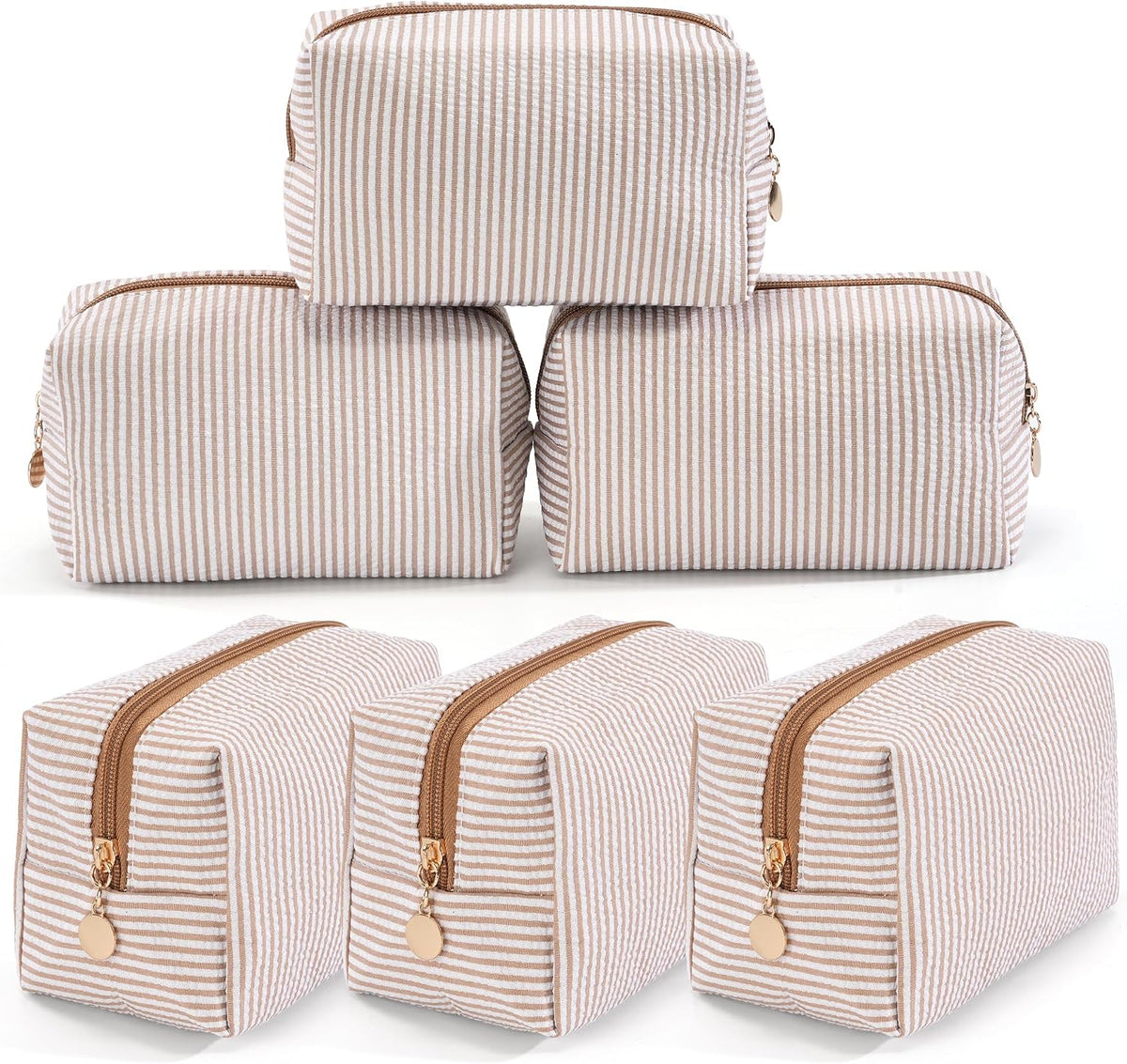 Makeup Bag Travel Toiletry Bag for Women, Small Cosmetic Bags Cute Quilted Cotton Makeup Pouch for Purse Emergency Bag Pencil Case Accessory Bag, Pastel Pink