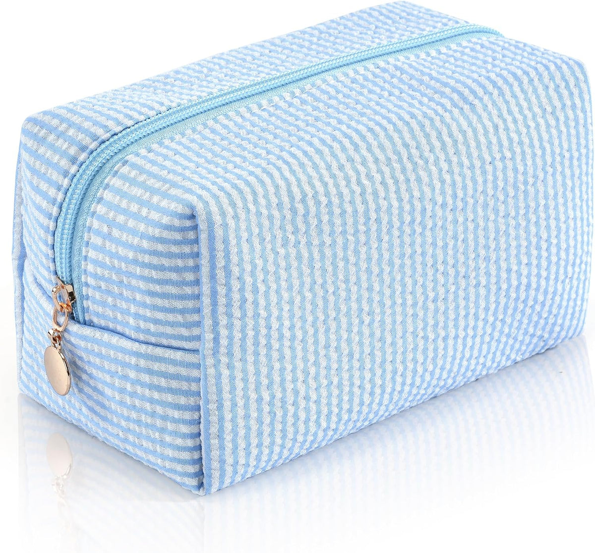 Makeup Bag Travel Toiletry Bag for Women, Small Cosmetic Bags Cute Quilted Cotton Makeup Pouch for Purse Emergency Bag Pencil Case Accessory Bag, Pastel Pink