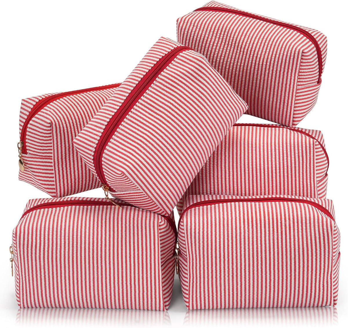 Makeup Bag Travel Toiletry Bag for Women, Small Cosmetic Bags Cute Quilted Cotton Makeup Pouch for Purse Emergency Bag Pencil Case Accessory Bag, Pastel Pink