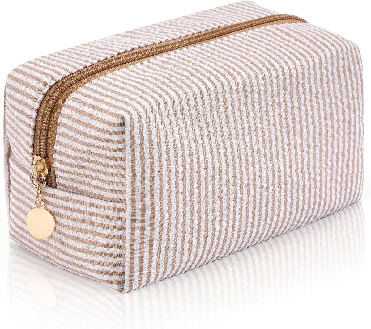 Makeup Bag Travel Toiletry Bag for Women, Small Cosmetic Bags Cute Quilted Cotton Makeup Pouch for Purse Emergency Bag Pencil Case Accessory Bag, Pastel Pink