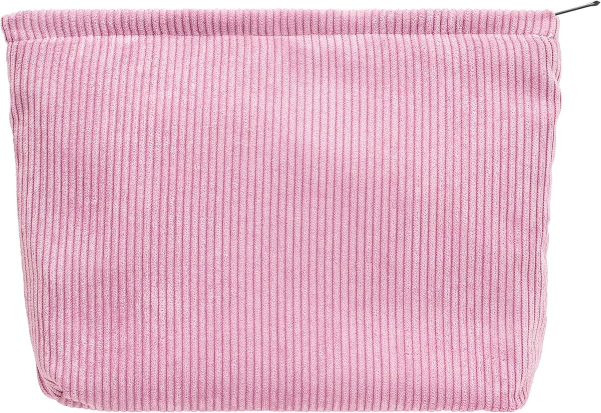Flat Makeup Bag for Women,Zipper Cosmetic Pouch,Vintage Stripe Navy Blue