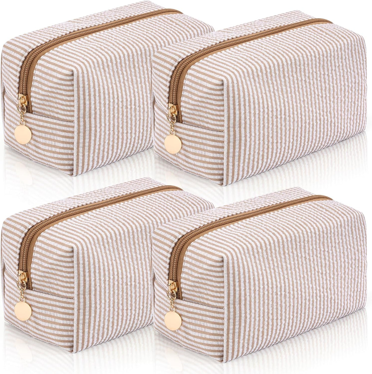 Makeup Bag Travel Toiletry Bag for Women, Small Cosmetic Bags Cute Quilted Cotton Makeup Pouch for Purse Emergency Bag Pencil Case Accessory Bag, Pastel Pink
