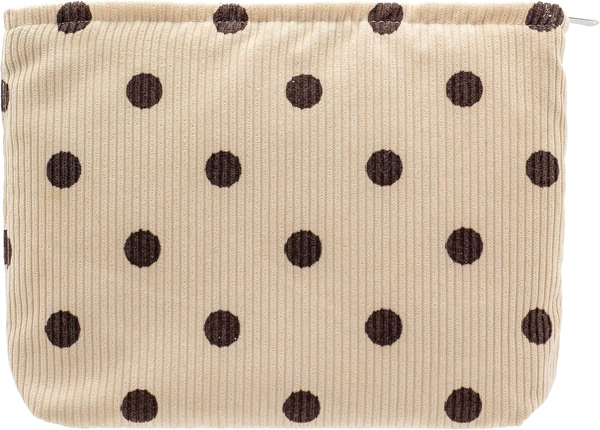 Flat Makeup Bag for Women,Zipper Cosmetic Pouch,Vintage Stripe Navy Blue