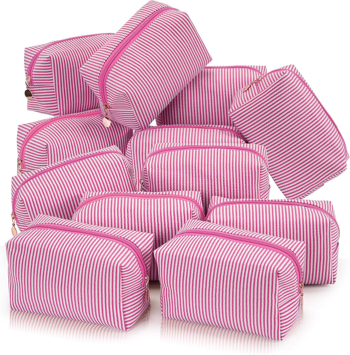 Makeup Bag Travel Toiletry Bag for Women, Small Cosmetic Bags Cute Quilted Cotton Makeup Pouch for Purse Emergency Bag Pencil Case Accessory Bag, Pastel Pink